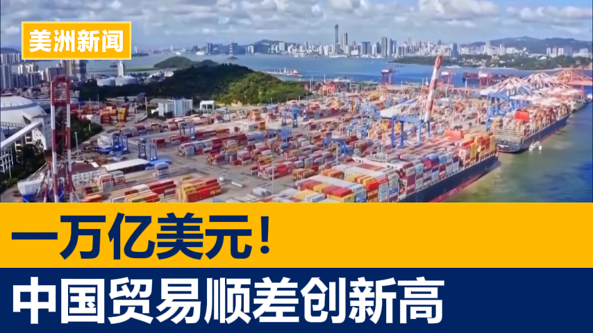中国贸易顺差首破1万亿美元创新高